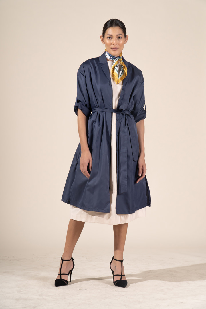 Chloe in Navy Protective Outerwear Trench Coat