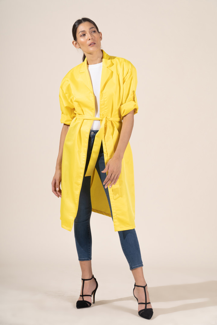 Chloe in Yellow Protective Outerwear Trench Coat