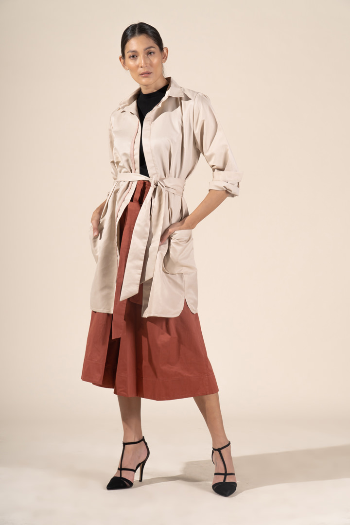 Atelier-Debbie-Co-Lily-Nude-Trench-Chic-PPE-DSC02951 Lily in Nude Protective Outerwear Trench Coat - Image 1