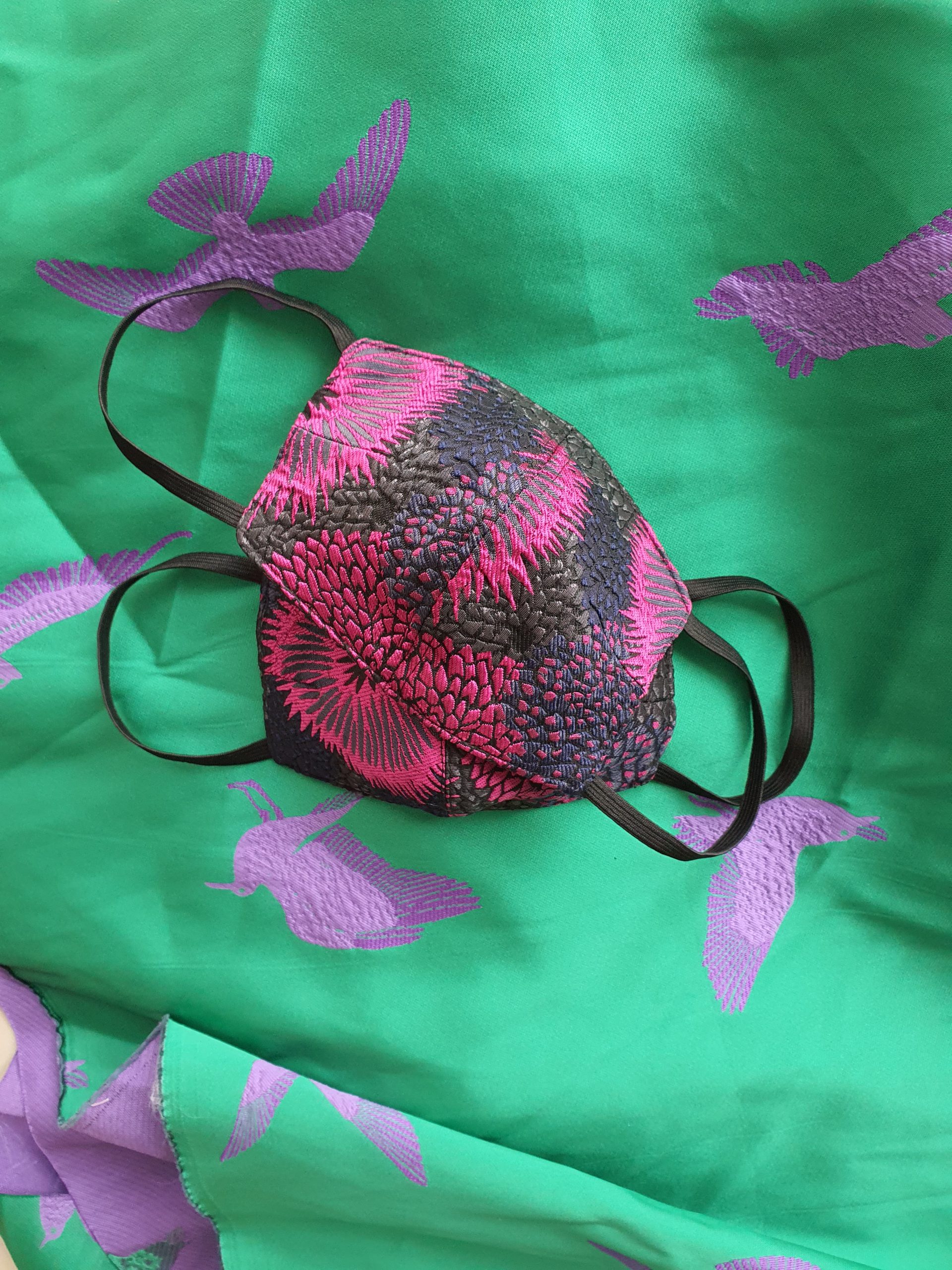 20200602_153818 Magenta Graphic Print Silk Brocade Face Mask Set - Image 1