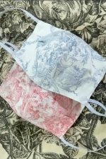 Cotton Toile du Jouy Face Masks in Blue and Red (Set 2A)