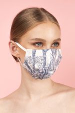 Cotton Toile du Jouy Face Masks in Blue and Red (Set 2A) - Image 10