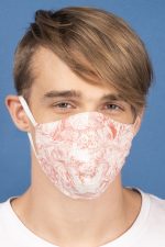 Cotton Toile du Jouy Face Masks in Blue and Red (Set 2A) - Image 9