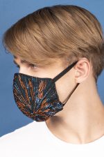 Fireworks Silk Brocade Face Masks in Orange and Midnight (Set 6B) - Image 4