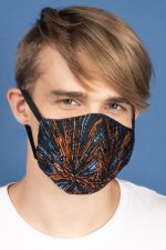 Fireworks Silk Brocade Face Masks in Orange and Midnight (Set 6B) - Image 6
