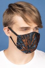 Fireworks Silk Brocade Face Masks in Orange and Midnight (Set 6B) - Image 7