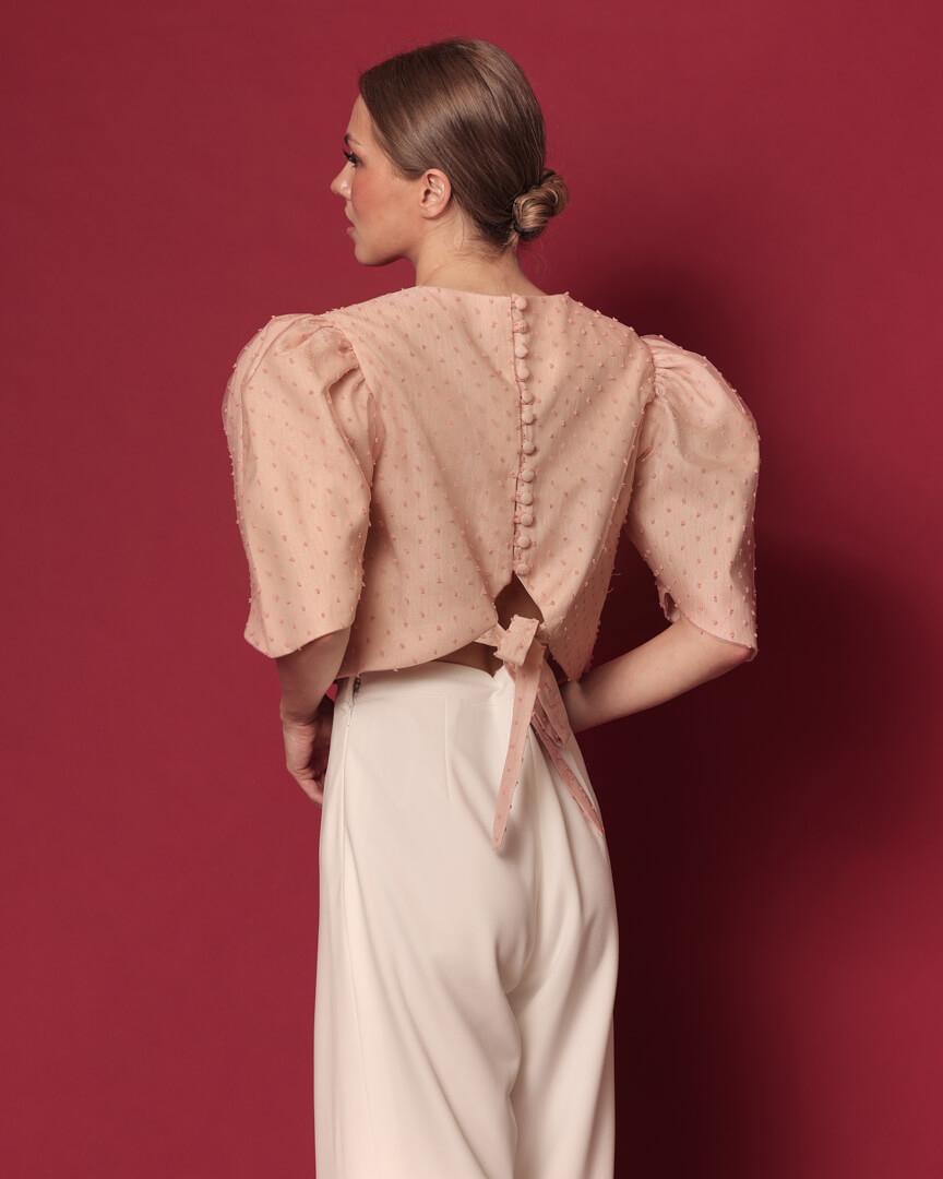 Kai in Blush Textured Silk Organdy