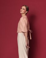 Kai in Blush Textured Silk Organdy - Image 2