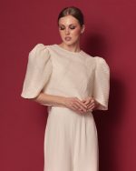 Kai in Cream Pleated Silk Organdy